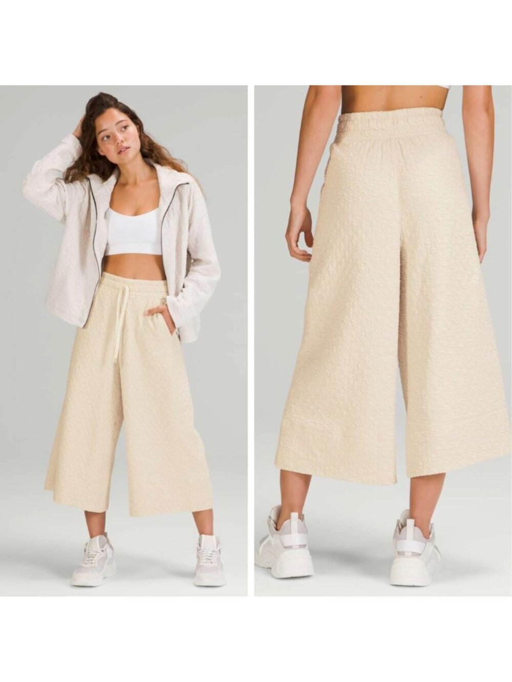 Lululemon Rippled Wide Leg Super-High-Rise Crop White Opal